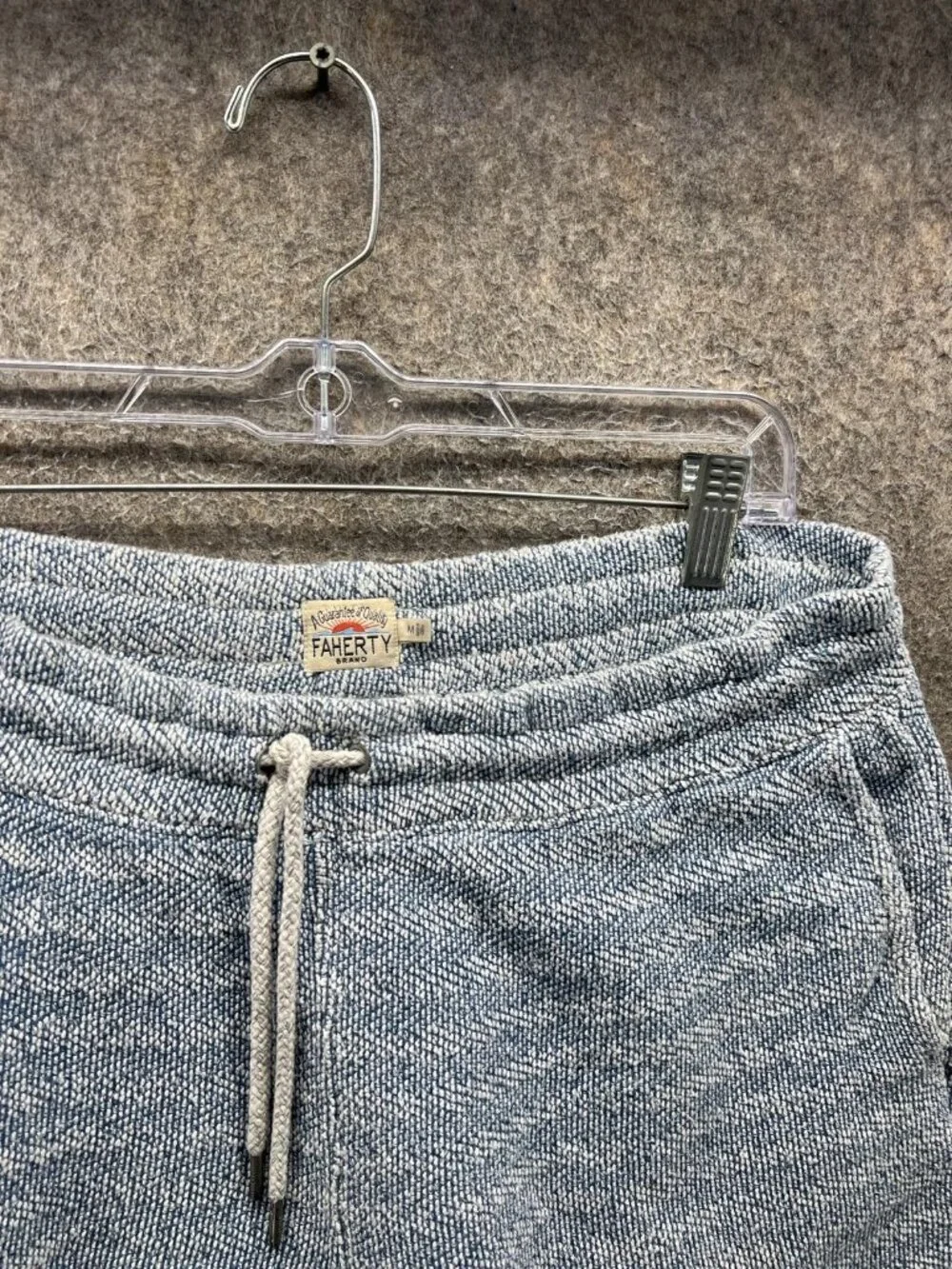 Faherty Shorts Mens Medium Blue Sweat Knit Drawstring Lounge Casual Travel